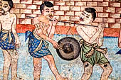 Chiang Mai - The Wat Phra Singh temple. Murals of the Viharn Lai Kham illustrating Jataka tales and other stories. 
